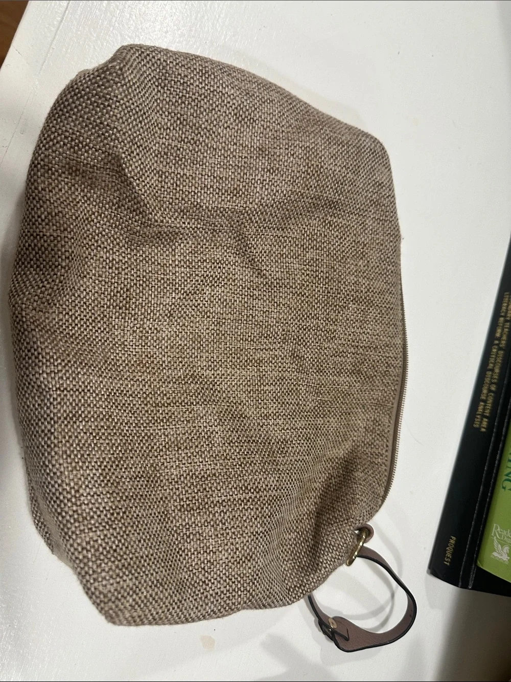 Perforated Mauve Leather Hobo Bag with Front Slip Pockets